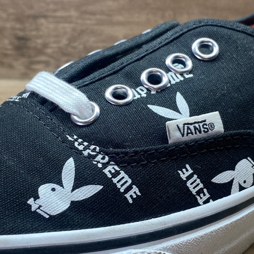 Rare Supreme Playboy Vans Authentic Pro Low Mens 9 Black FW 2013 Streetwear Mint - Picture 12 of 13